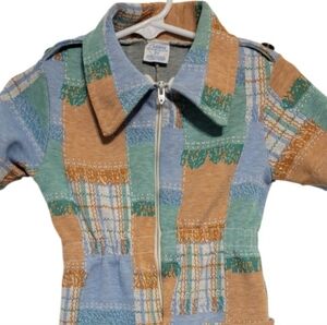 Vintage Carter's Kids Patchwork Zip Up Romper Sz 2t